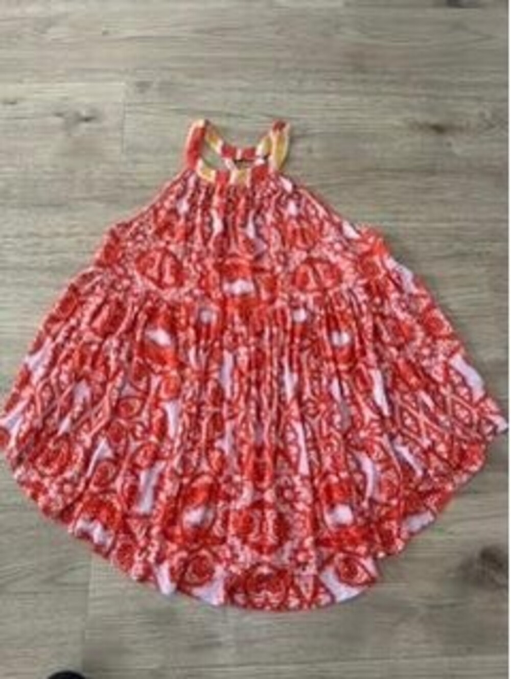 Free People Sleeveless Voile Trapeze Tunic Womens Large Red Orange Halter